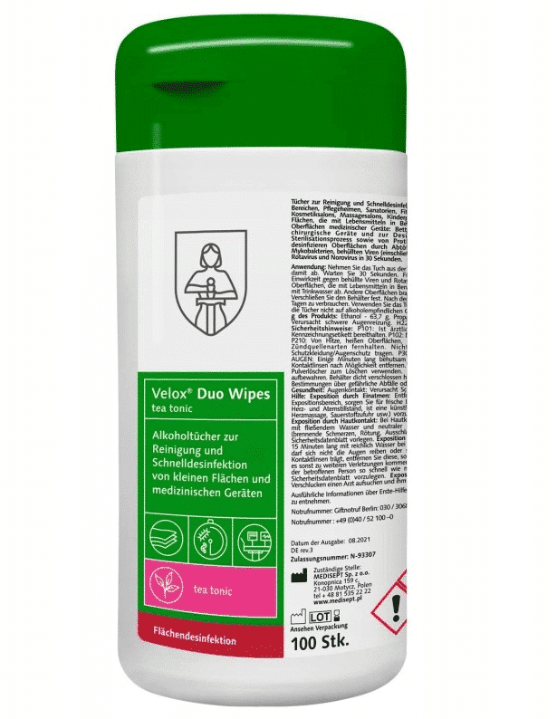 Chusteczki w pojemniku Velox Duo Wipes 100 szt. TEA TONIC